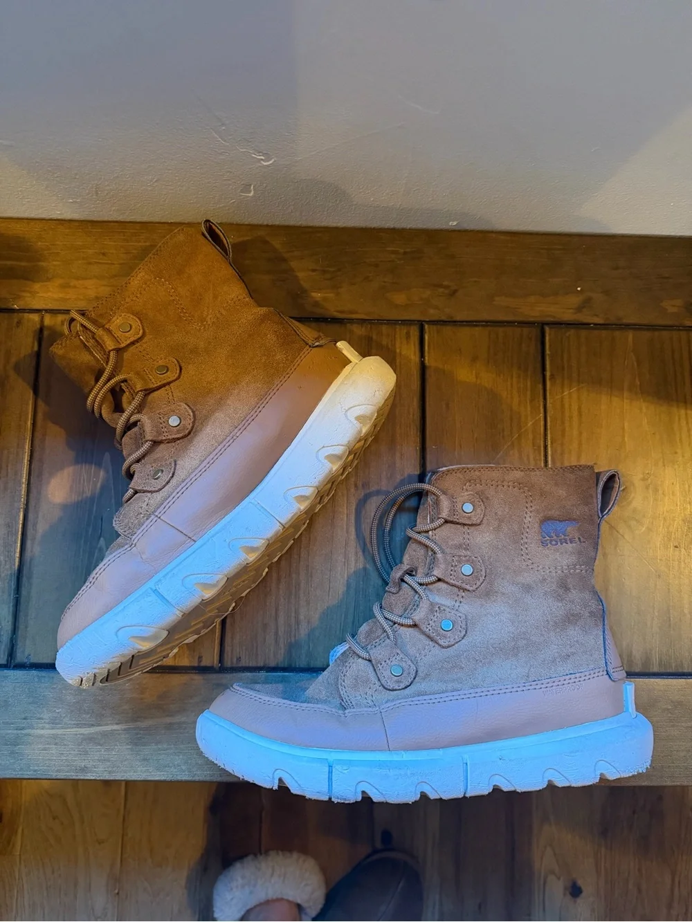 Sorel Kids Brown Suede Lace-Up Rain & Snow Boots